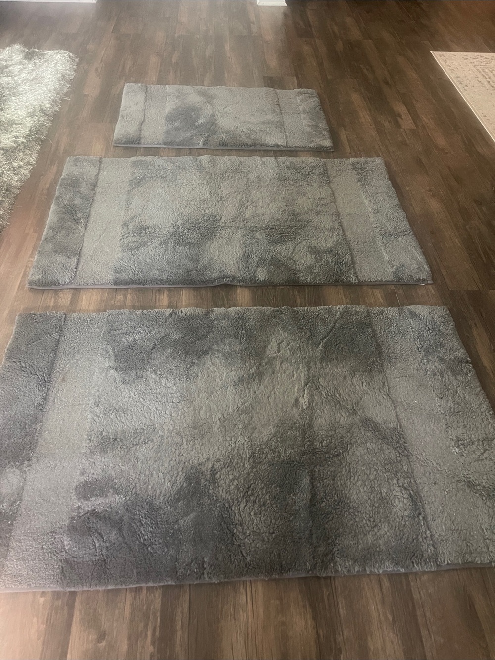 Martha Stewart Plush Gray Shag Bath Mat Set - Soft Gray Bathroom Rugs